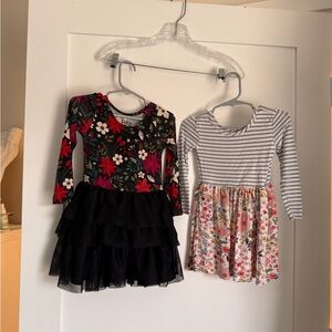 Little Sleepies Floral and Striped Kids Dress Set